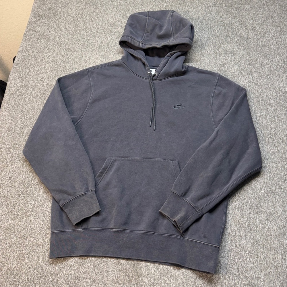 Nike Mens Sportswear Club Fleece Hoodie Charcoal Grey Embroidered IQ1219-060 M